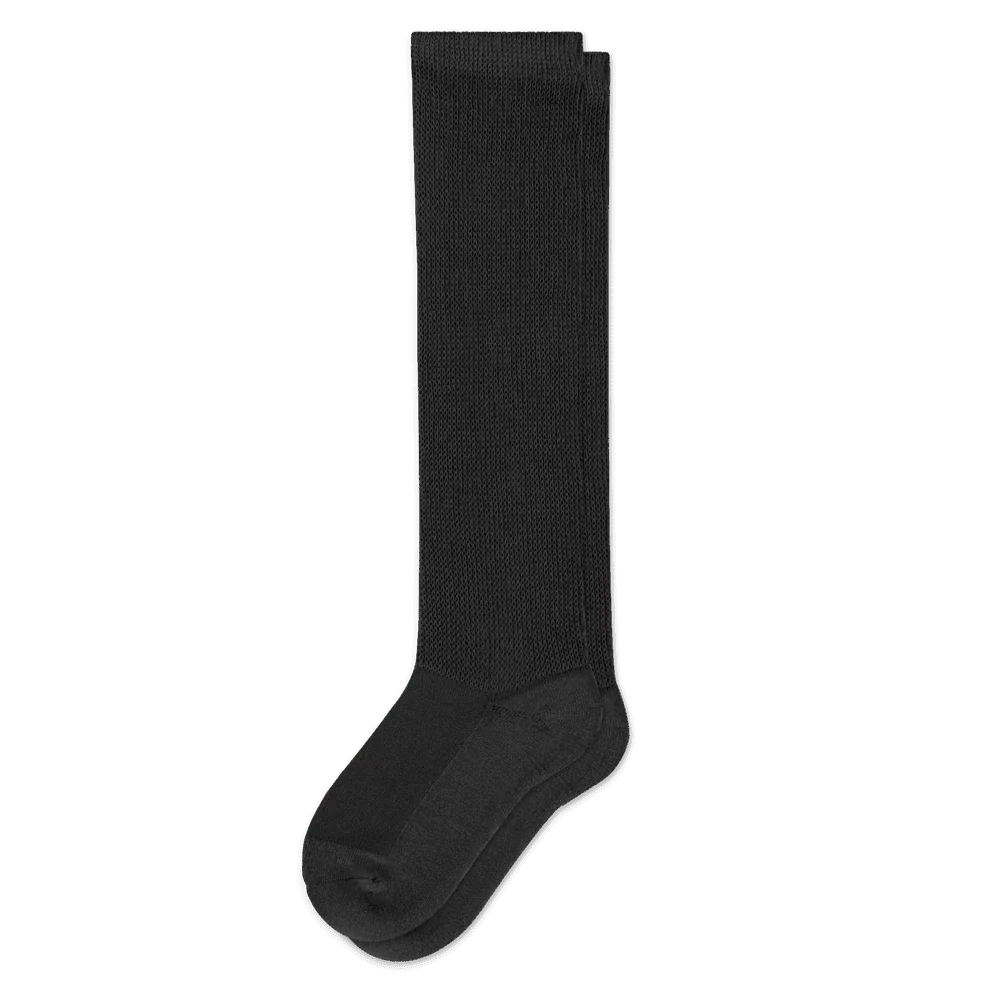 Calza a compressione graduata nera al ginocchio, dettaglio prodotto